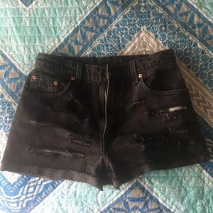 Levi Strauss High Waisted Distressed Shorts
